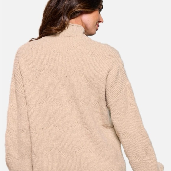 Mock Turtleneck Taupe Sizes S,M & L Chic Extra Long Sleeve - Picture 9 of 14